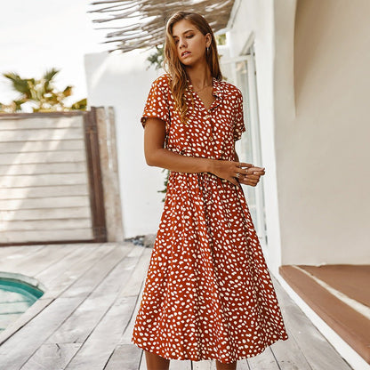 Robe à pois pour femmes avec manches courtes - Oyso - ma