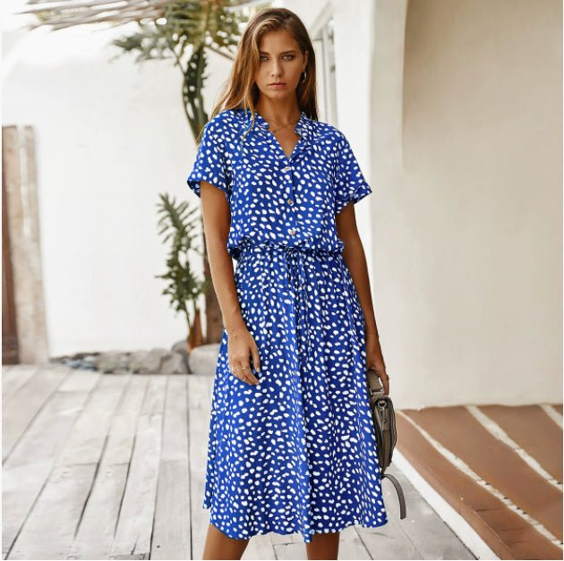Robe à pois pour femmes avec manches courtes - Oyso - ma