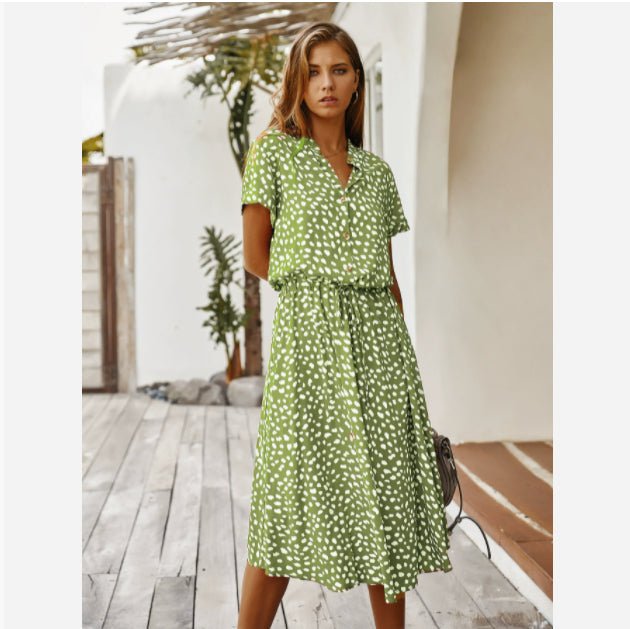 Robe à pois pour femmes avec manches courtes - Oyso - ma