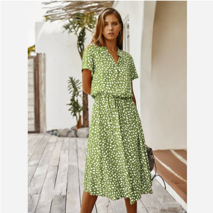 Robe à pois pour femmes avec manches courtes - Oyso - ma
