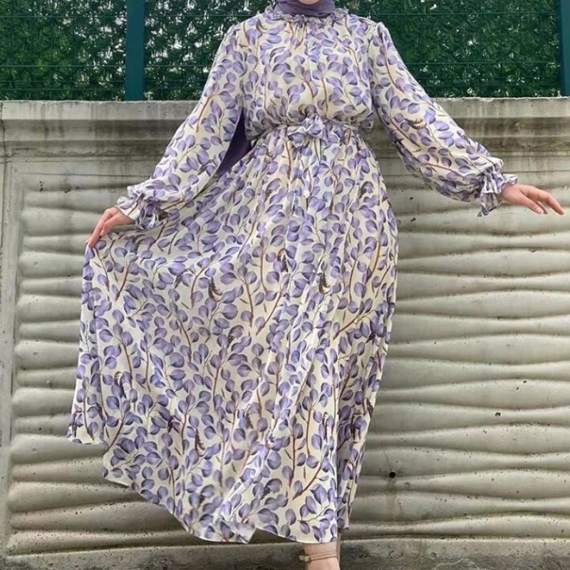 Robe conservatrice à col à volants imprimé - Oyso - ma