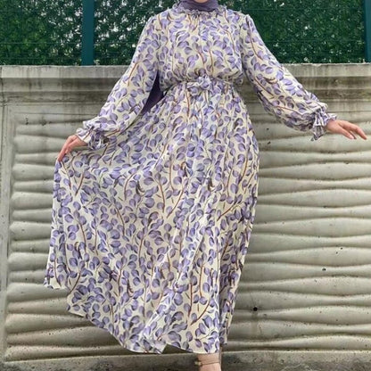 Robe conservatrice à col à volants imprimé - Oyso - ma