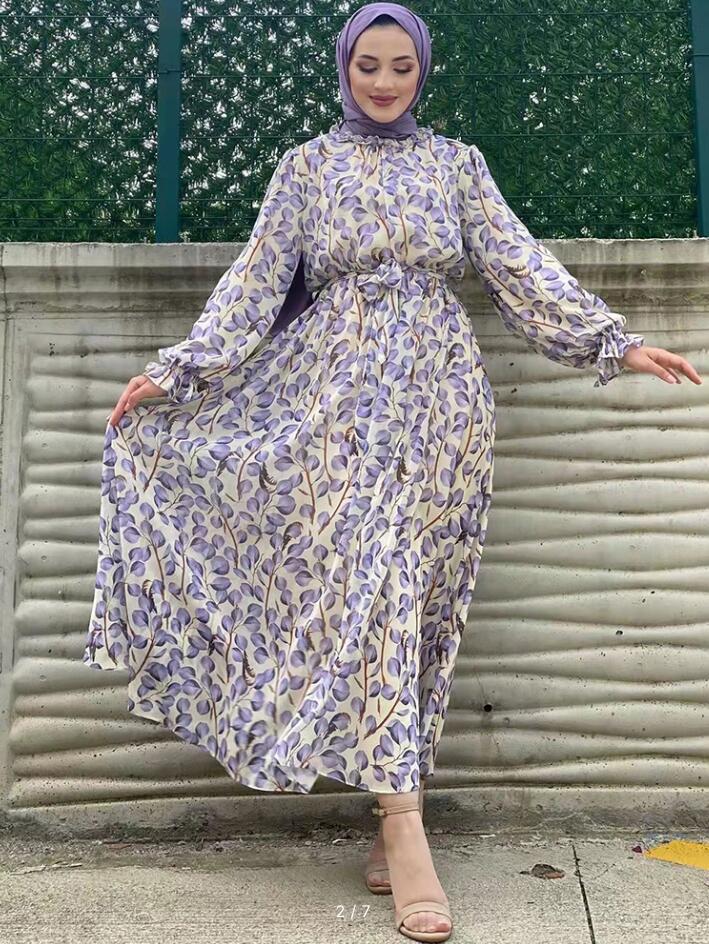 Robe conservatrice à col à volants imprimé - Oyso - ma