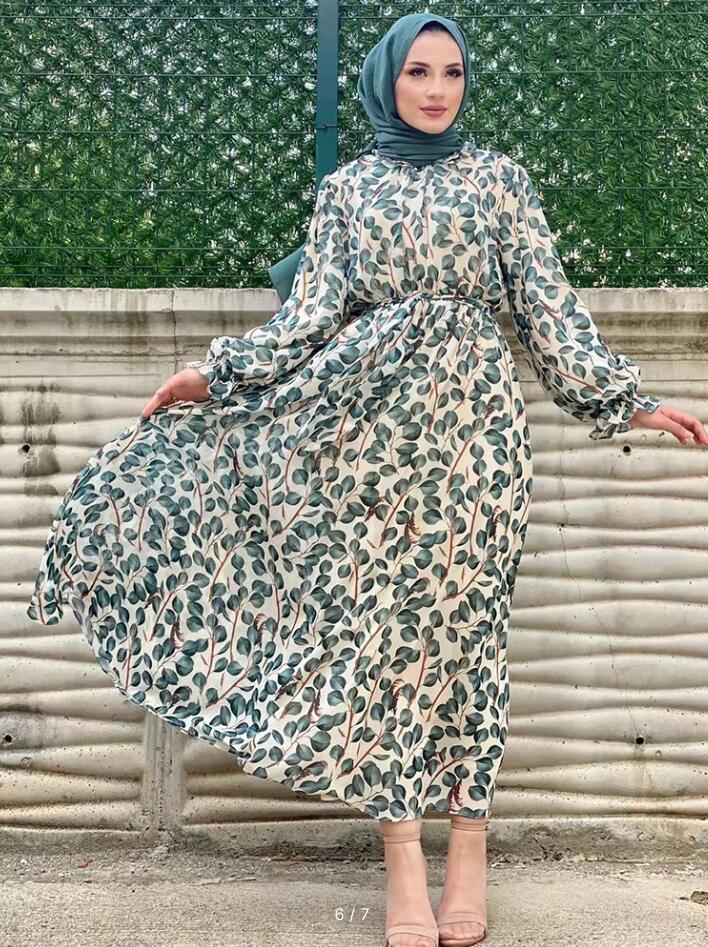 Robe conservatrice à col à volants imprimé - Oyso - ma