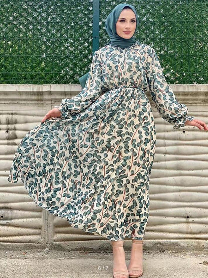 Robe conservatrice à col à volants imprimé - Oyso - ma