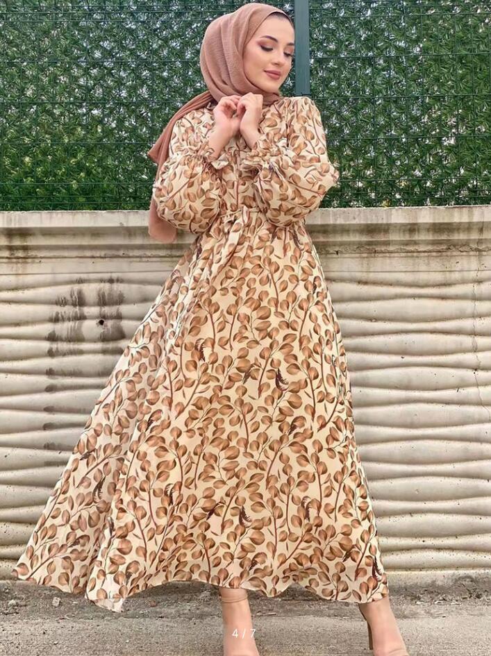 Robe conservatrice à col à volants imprimé - Oyso - ma
