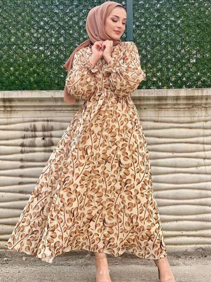 Robe conservatrice à col à volants imprimé - Oyso - ma
