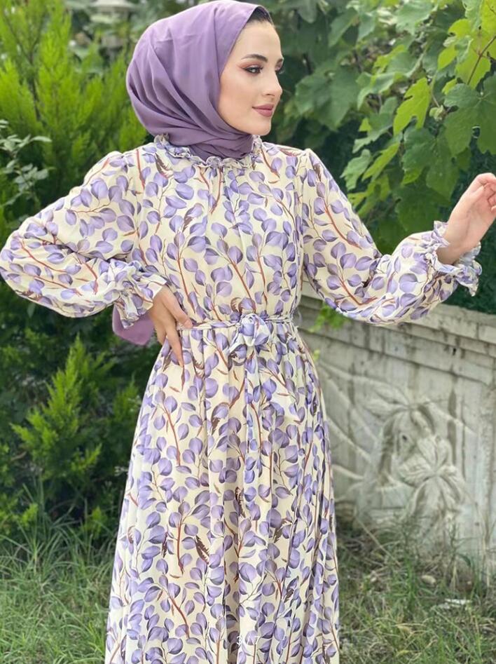 Robe conservatrice à col à volants imprimé - Oyso - ma