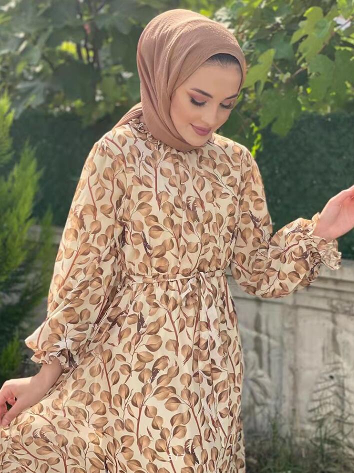 Robe conservatrice à col à volants imprimé - Oyso - ma