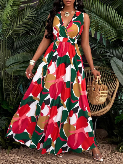 Robe évasée moulante style tropical - Oyso - ma