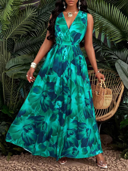 Robe évasée moulante style tropical - Oyso - ma