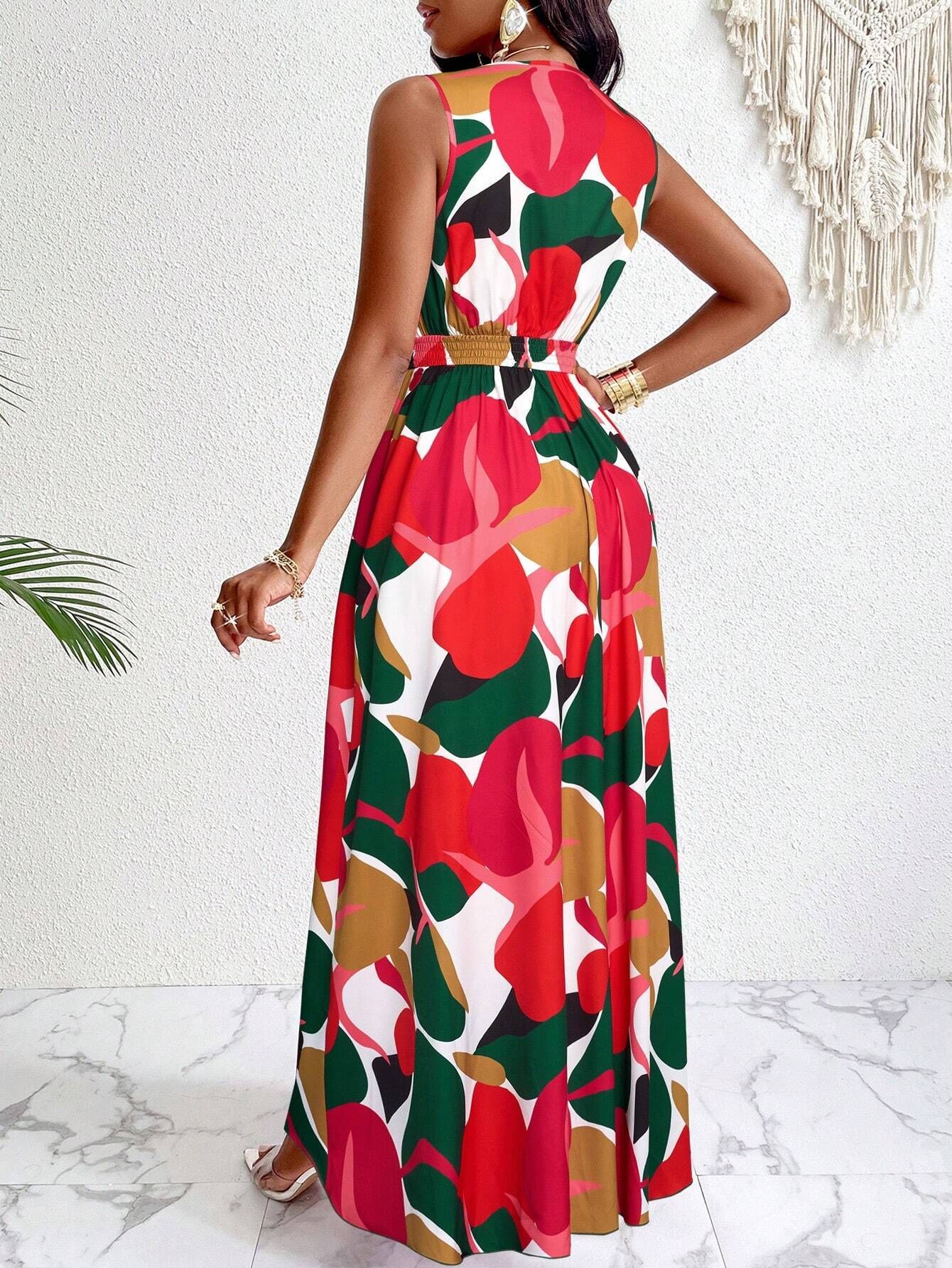 Robe évasée moulante style tropical - Oyso - ma