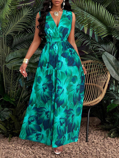 Robe évasée moulante style tropical - Oyso - ma