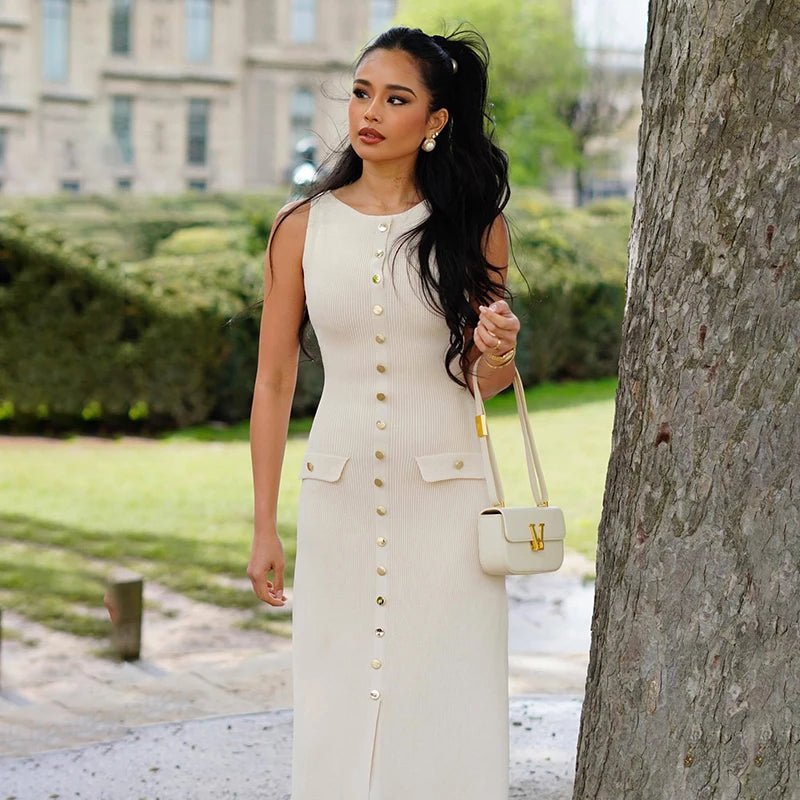Robe longue élégante sans manches en tricot - Oyso - ma