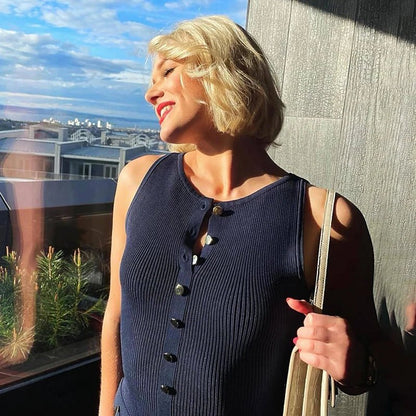 Robe longue élégante sans manches en tricot - Oyso - ma