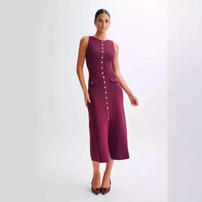 Robe longue élégante sans manches en tricot - Oyso - ma