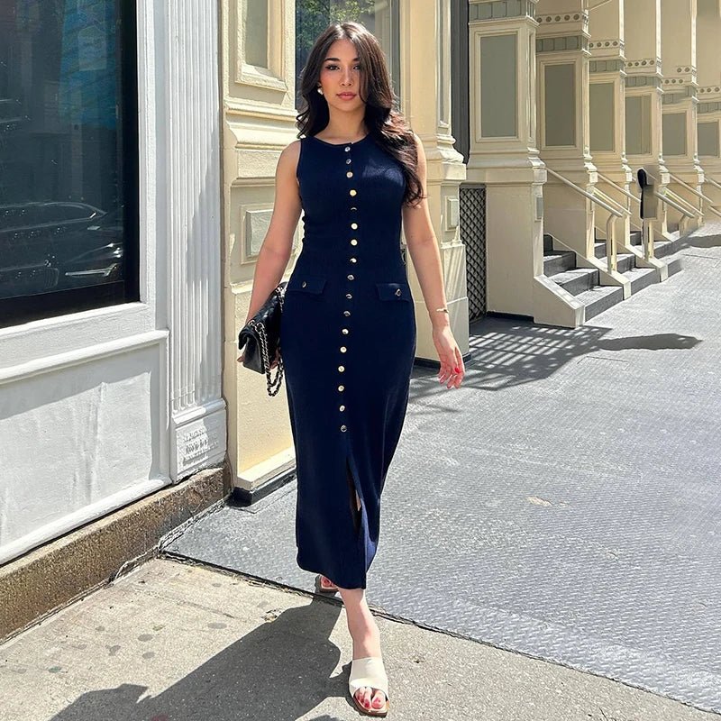 Robe longue élégante sans manches en tricot - Oyso - ma
