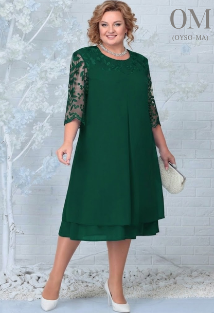 Embroidered Patchwork Midi Dress