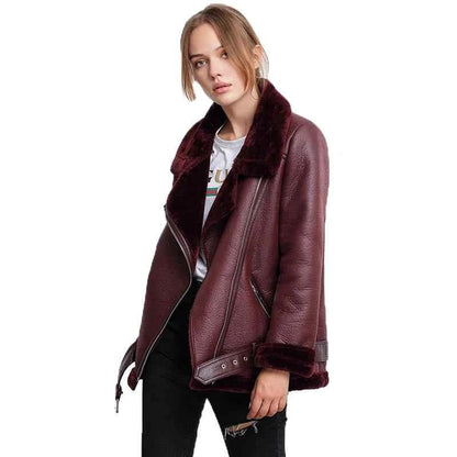 Veste Cuir PU en fourrure d'agneau intégrée - Oyso - ma