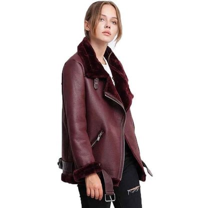 Veste Cuir PU en fourrure d'agneau intégrée - Oyso - ma