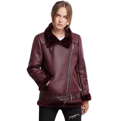 Veste Cuir PU en fourrure d'agneau intégrée - Oyso - ma