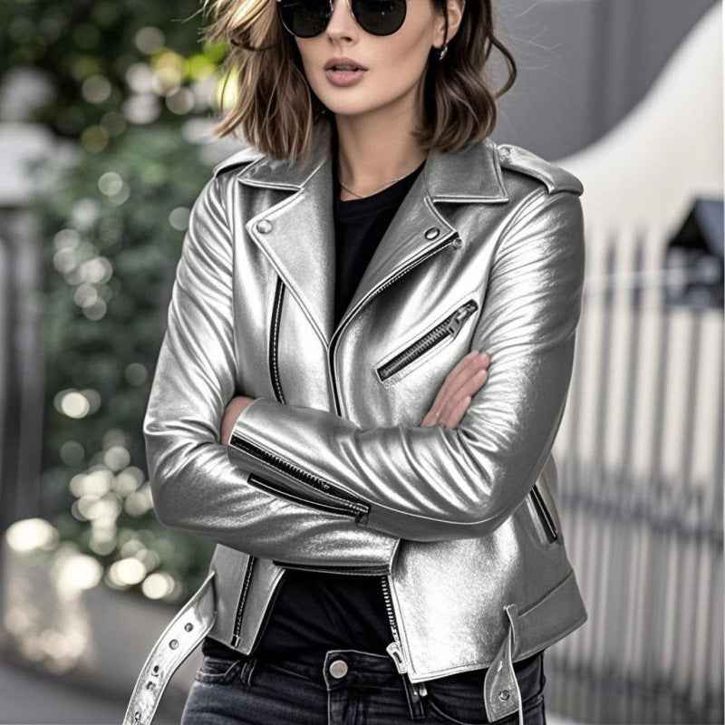 Veste en cuir courte pour femmes - Oyso - ma
