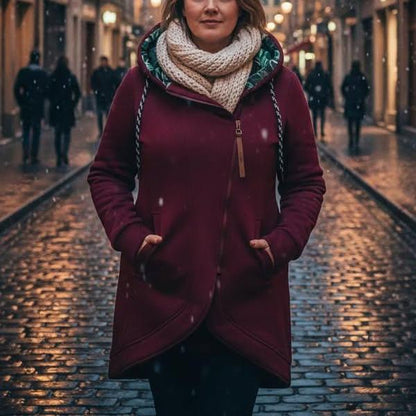 Veste à capuche à manches longues imprimée de couleur unie